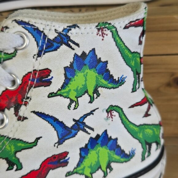 CTAS 4 Hi Top Dinosaurs White Canvas Lace Up Converse Sneakers Shoes Kids - Picture 5 of 14